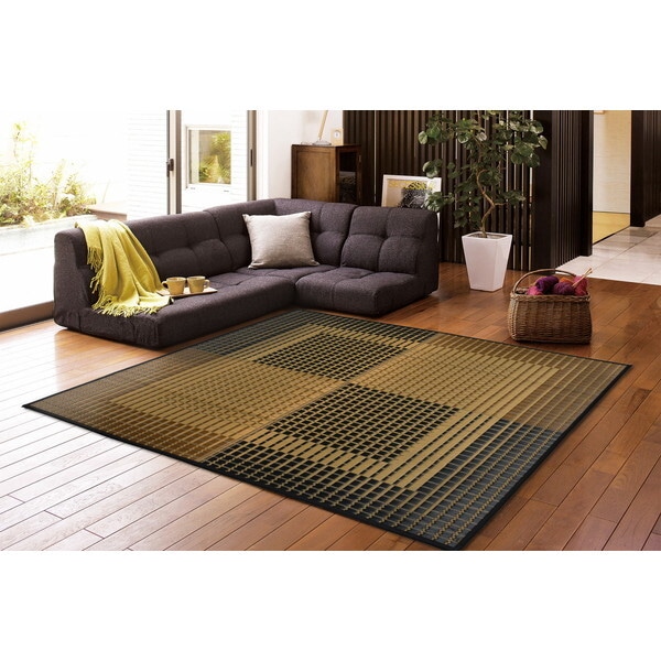 81894305 国産い草ラグ(裏貼り) 右京 191×191 ベージュ メーカー直送