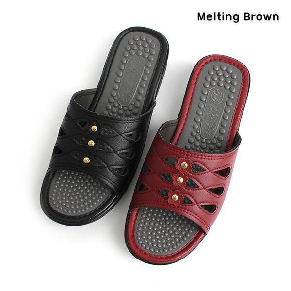 女性カジュアル指圧スリッパミドルヒール3.5cm