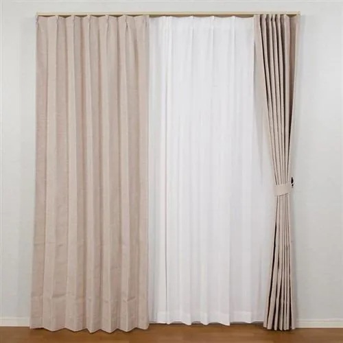 [100×200]カーテンエフェクト アイボリー 2枚入 1級遮光 遮熱・断熱・遮音効果あり ウォッシャブル