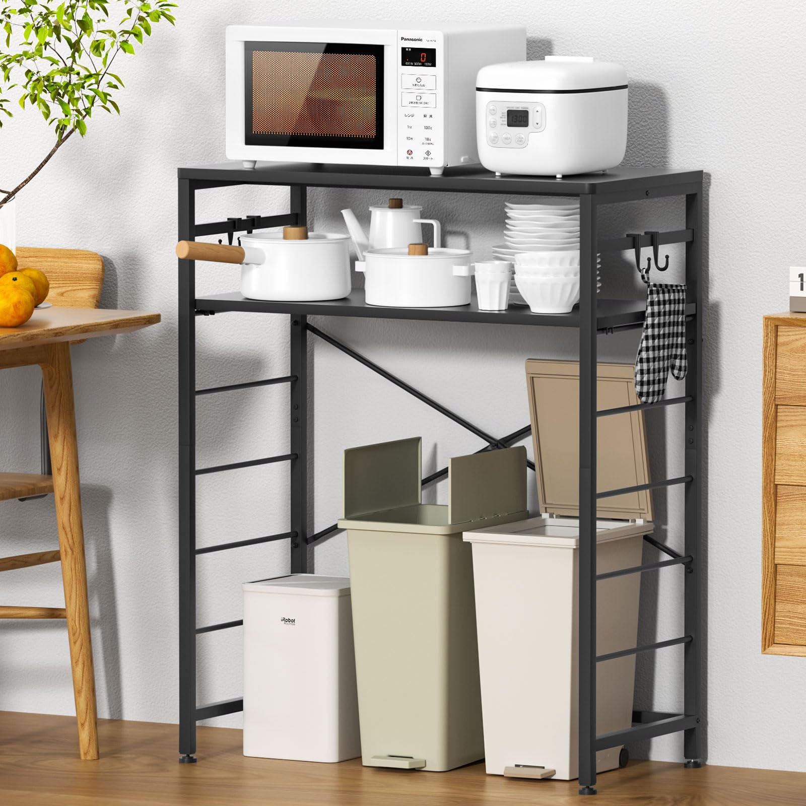 YDH ゴミ箱上ラック 幅80×奥行40×高さ100cm キッチンラック 5段可動棚 レンジラック ミ箱上収納 ゴミ箱 棚 食器棚ゴミ箱上収納 炊飯器 レンジボード キッチンカウンターキッチン 収納