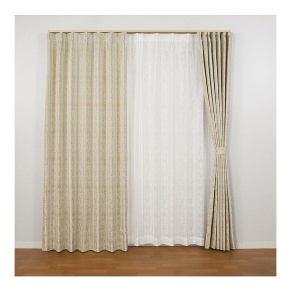 ユニベール 裏地付き厚地カーテン エレンシア 200×230cm イエロー メーカー直送