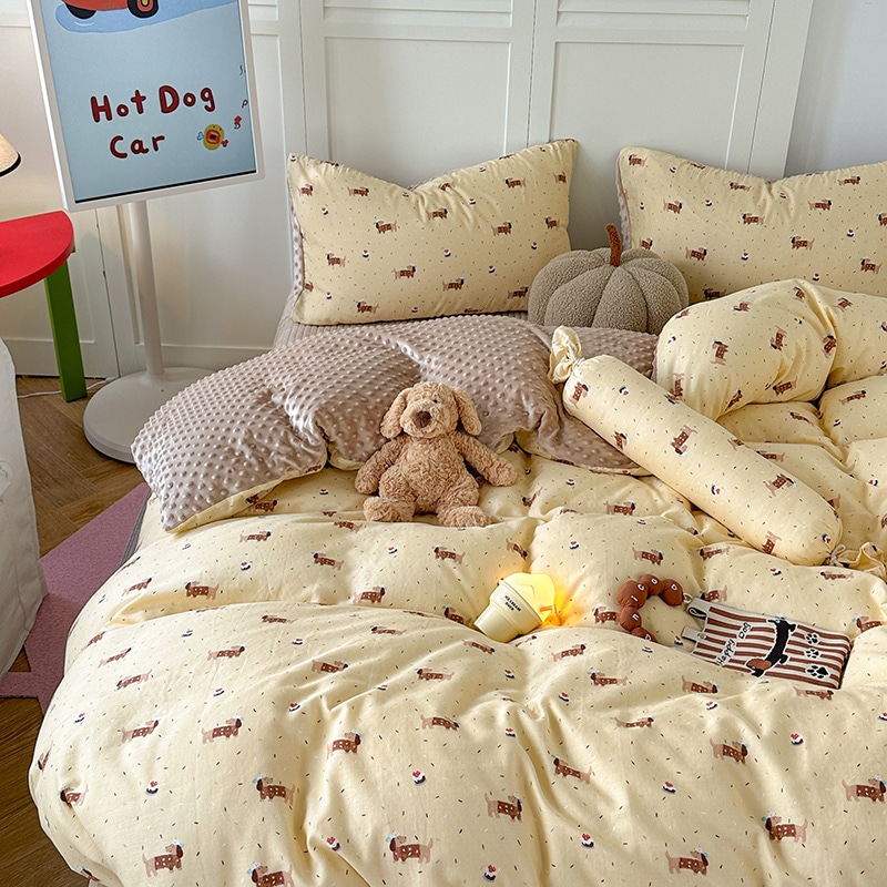 全綿二重紗豆豆絨毯寝具4点セット子供秋冬珊瑚絨毯プラス絨毯ベビー布団カバー 8,100円
