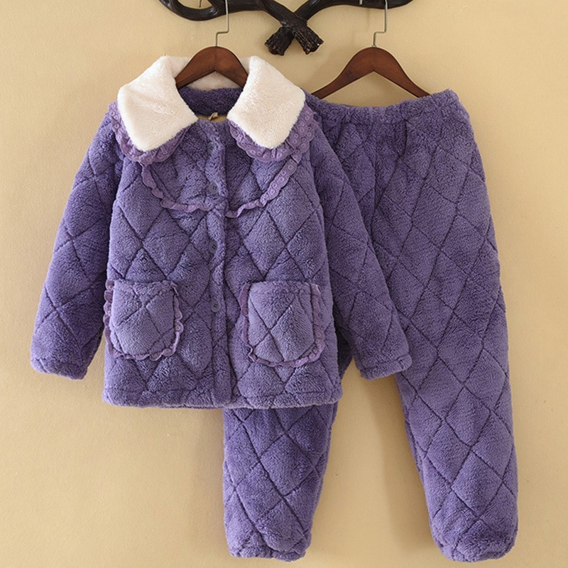 暖かい パジャマ キッズ 150 子供 長袖 パジャマ 着ぐるみ可愛い 秋 冬 もこもこ 暖かい 上下セット ナイトウェア 厚手 ルームウェア 長袖 大きいサイズ児童パジャマ冬大童三層厚付けコーラル家