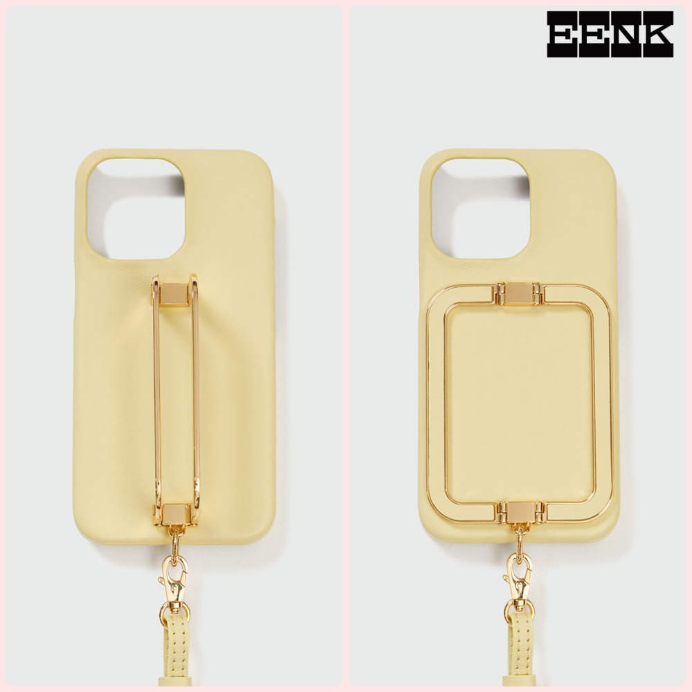【EENK】Phone Case with Leather Strap - Butter Yellow EENK】Phone Case with Leather Strap - Butter Yellow iPhone