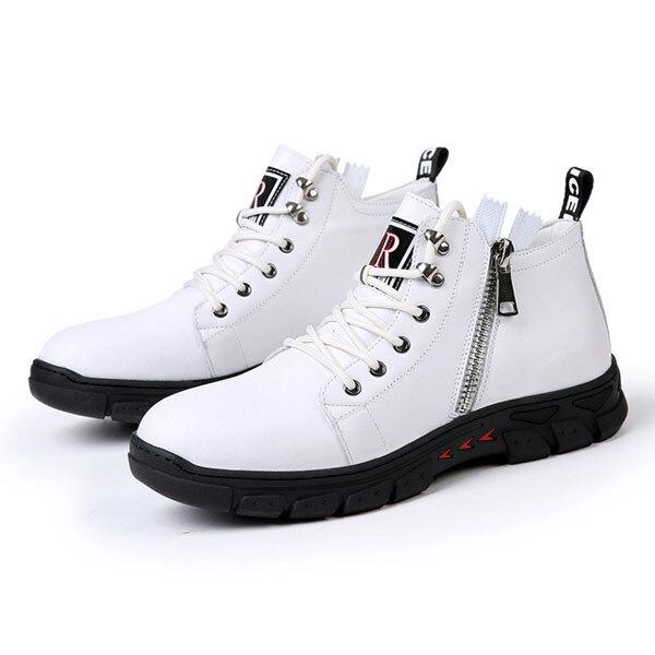 スニーカー サイドジップ ショートブーツ メンズ ハイカット ミッドカット レースアップ シューズ ひも靴 通学 学生 カジュアル 靴
