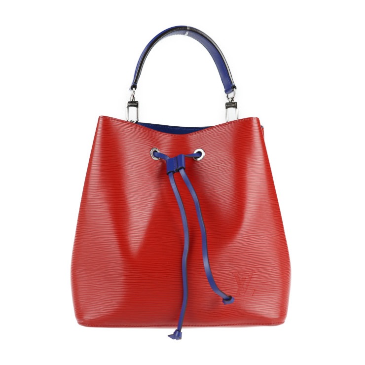 美品 LOUIS VUITTON ルイ ヴィトン ハンドバッグ M54365 ネオノエ エピ レザー コクリコ レッド系 ブルー シルバー金具 2WAY ショルダー バイカラー ビトン 赤系 本物保証