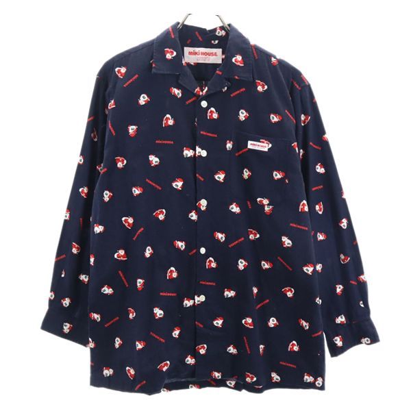 サンタクロース 長袖 シャツ M 紺 開襟 メンズ