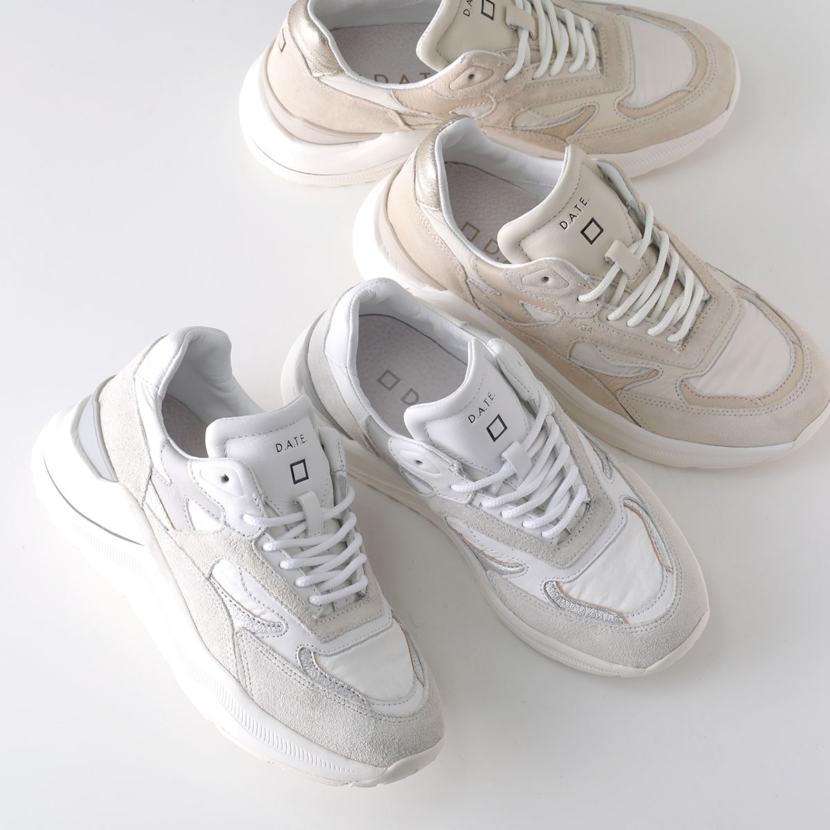 D.A.T.E. デイト スニーカー FUGA SHINY フーガ レディース スウェード レザー 厚底 ロゴ 靴 カラー2色