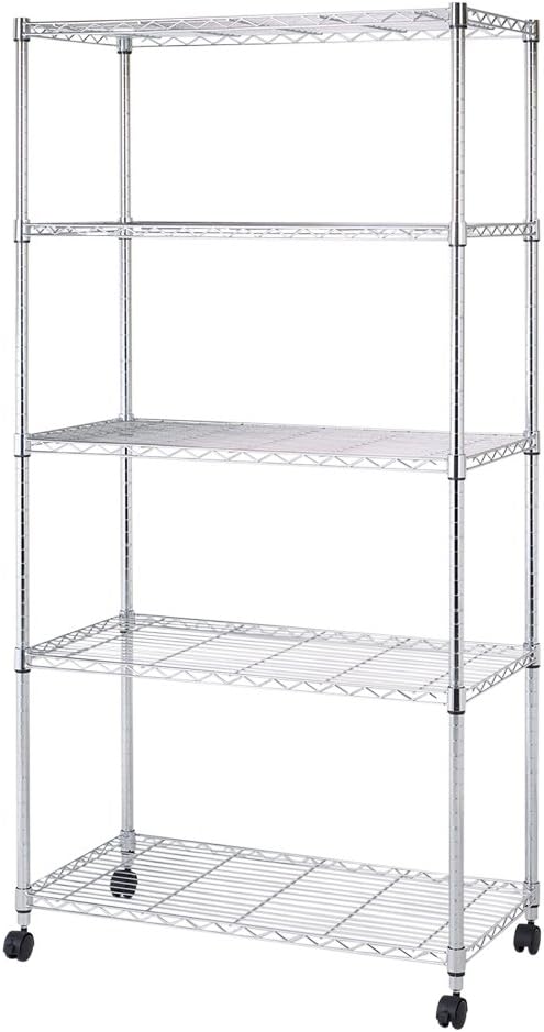 ドウシシャ 棚 ルミナス互換 メタルルミナスラック 幅90 5段 スチールラック 収納棚 幅90×奥行46×高さ180cm 全体耐荷重400kg 頑丈 キャスター付き 防錆加工 ポール径25mmパーツ