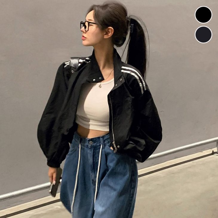 ブルゾン アウター ライトアウター ショート丈 ラインデザイン ドロップショルダー 長袖 秋冬 おすすめ レディース オシャレ トレンド 人気 プチプラ 韓国ファッション【24aw-it54】【予約販