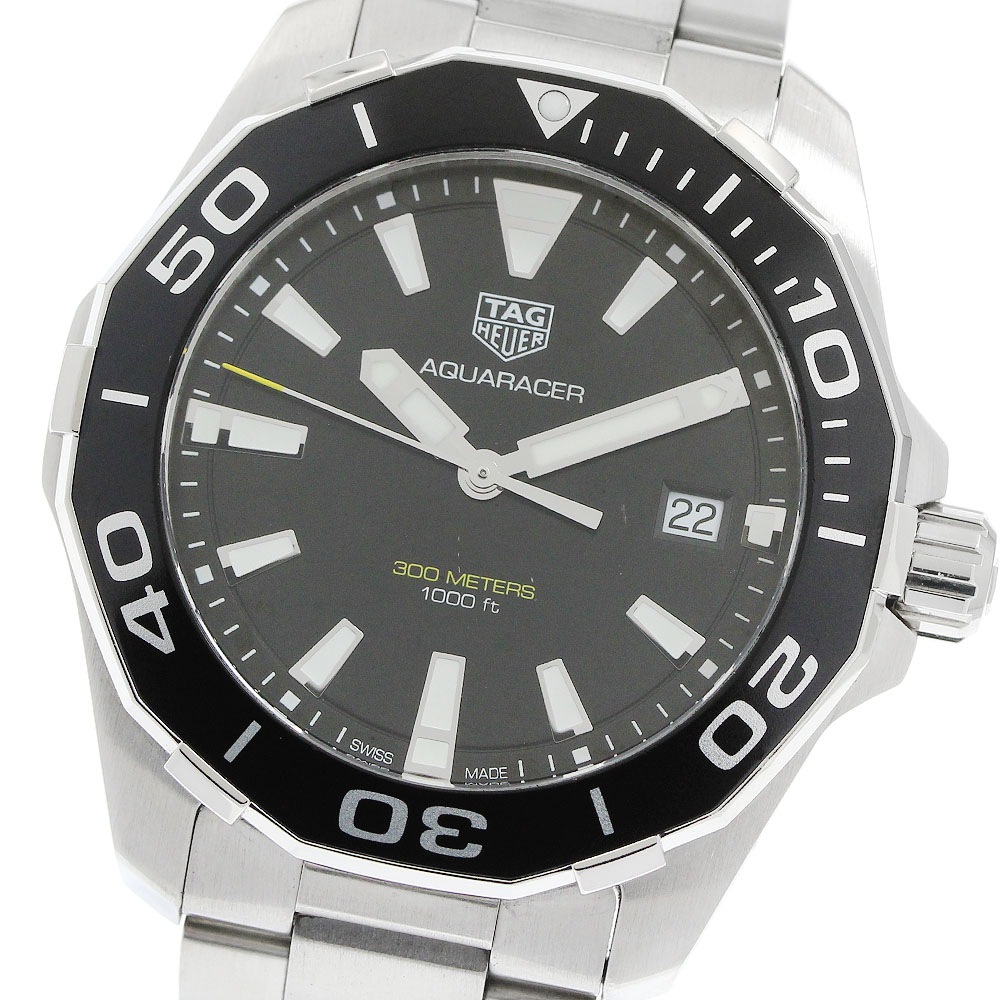タグホイヤー TAG HEUER WAY111A アクアレーサー デイト クォーツ メンズ 保証書付き_956680【中古】
