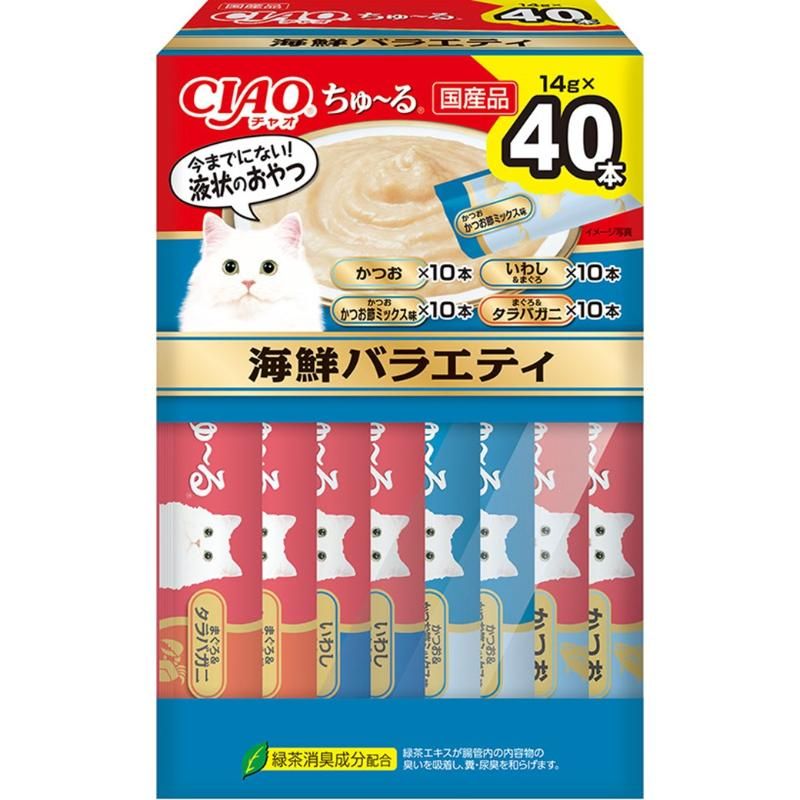 （まとめ買い）CIAO チャオ ちゅ～る 海鮮バラエティBOX 14gx40本 猫用おやつ [x3]