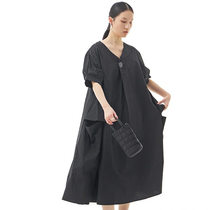 韓国ファッション大きいサイズレディース夏服vネックシャツワンピース肉を隠す2024ニューデザイン半袖 5,852円