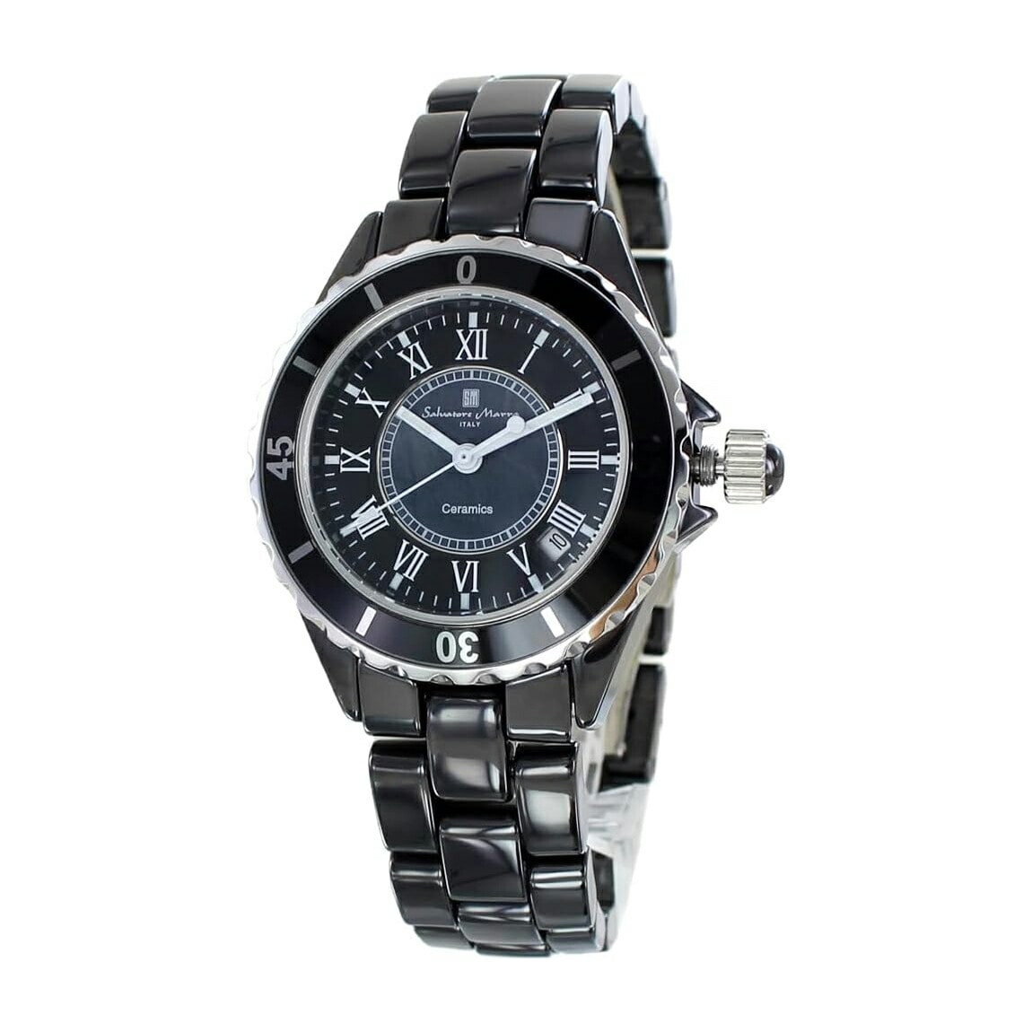 [Salvatore Marra] サルバトーレマーラ 腕時計 SM23103-BKR ユニセックス メンズ レディース ブラック ブラック セラミック カレンダー デイト 3気圧防水