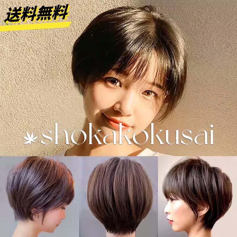 ウィッグ 自然な人毛100%フルウィッグ かつら 人毛 自然 円形脱毛症 ボブ ミディアム ショート レディース