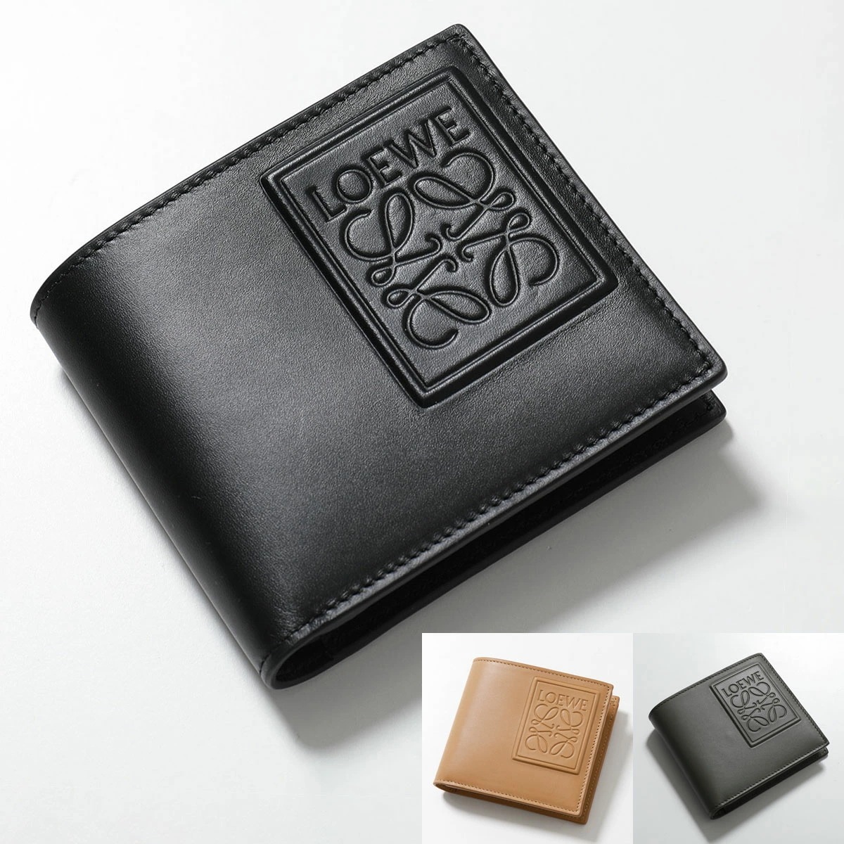 LOEWE ロエベ 二つ折り財布 BIFOLD COIN WALLET C565501X02 メンズ アナグラム レザー 小銭入れあり ミニ財布 カラー3色