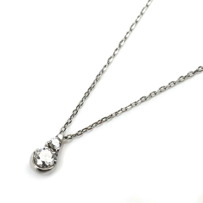 STAR JEWELRY スタージュエリー K18WG ホワイトゴールド ダイヤ ネックレス ダイヤモンド0.10ct 1.0g 40cm レディース 中古