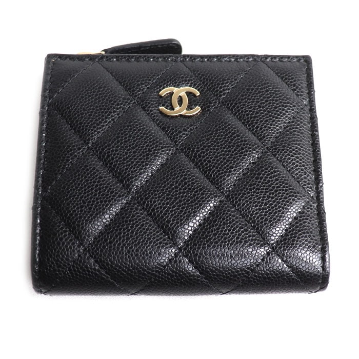 CHANEL シャネル マトラッセ スモールウォレット 二つ折り財布 ブラック AP3388 レディース 中古 美品