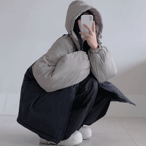 スキー場ルックのように可愛い パーカー ラグラン ダウンジャケット