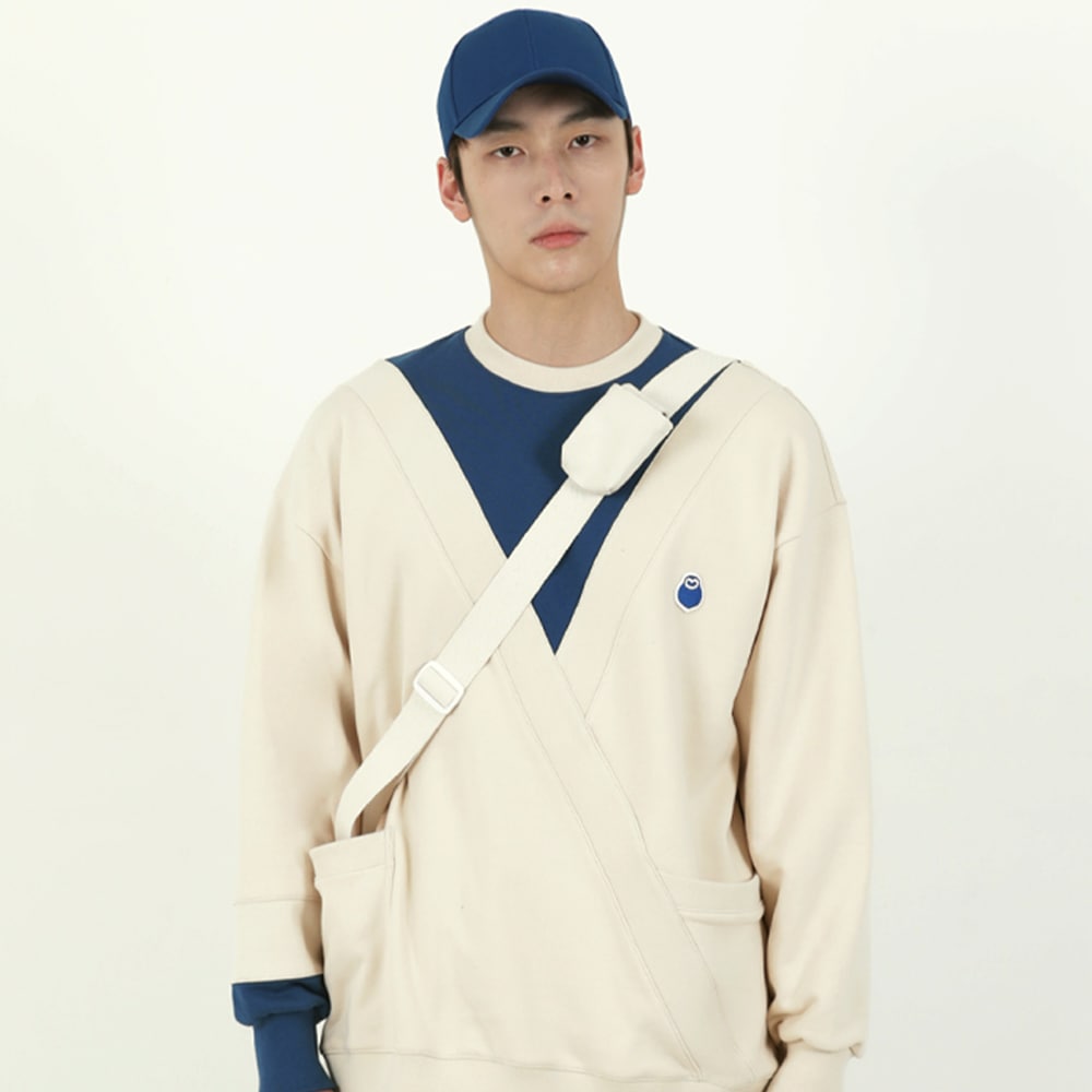 V MIXED BLOCK SWEAT SHIRT_blue
