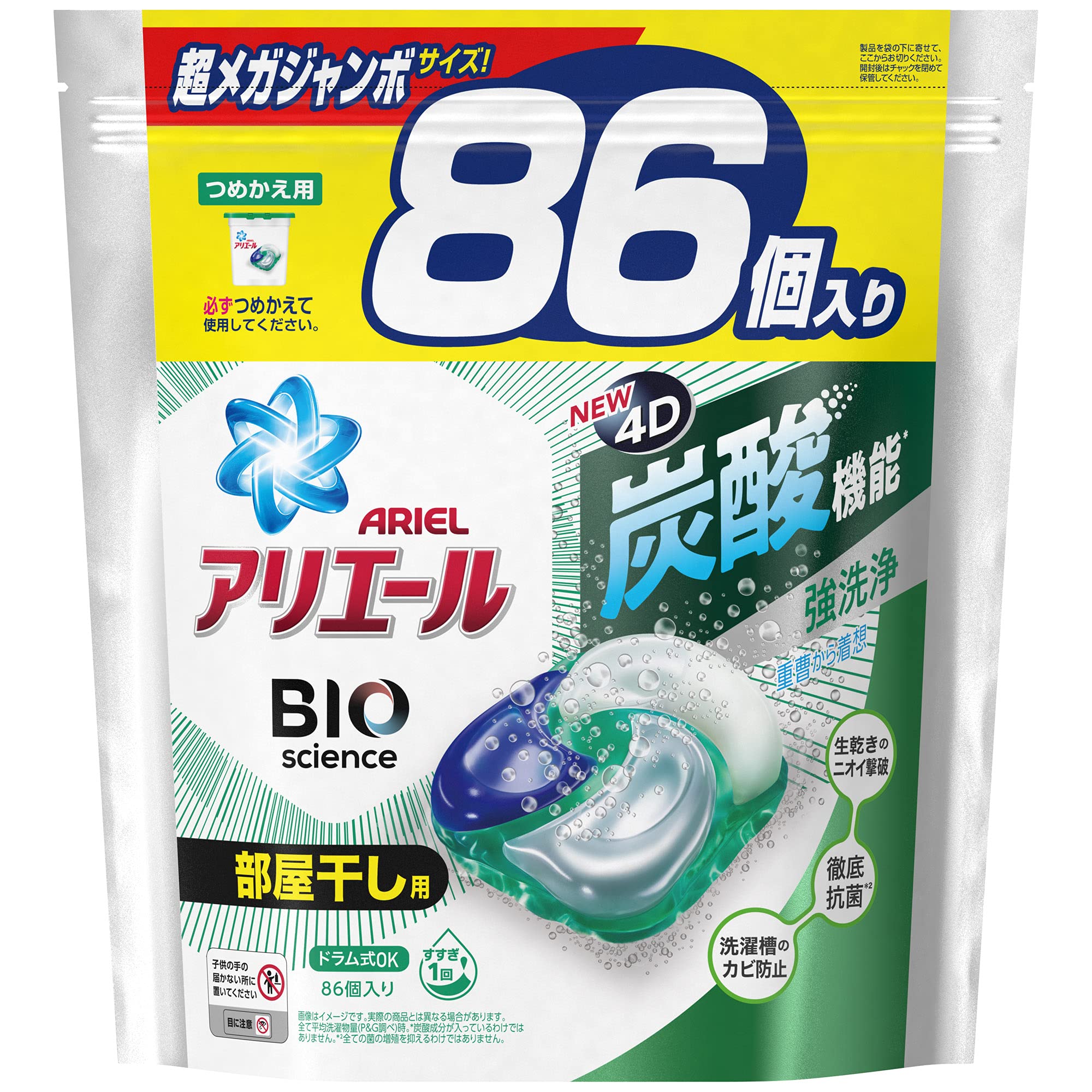 [大容量] ジェルボール4D 洗濯洗剤 部屋干し詰め替え 86個