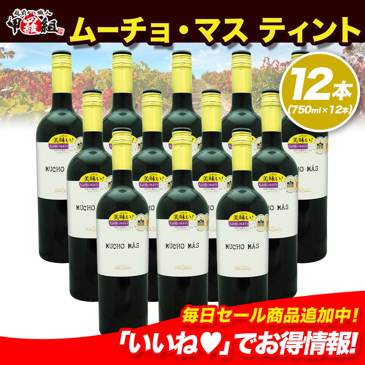 ムーチョ・マス ティント 750ml×12本 ケース販売 赤ワイン やや甘口 フルボディ スペイン 業務用 まとめ買い フルボディムーチョマス テンプラニーリョ ガルナッチャ