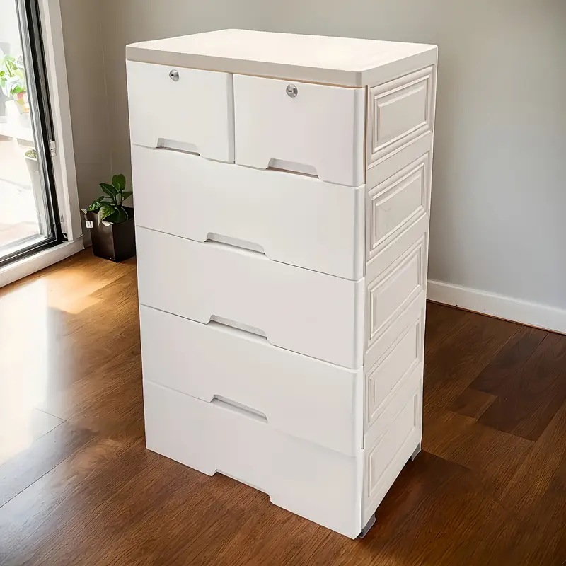 5段引き出し 大容量プラスチック収納ボックス - ベビー＆キッズのおもちゃ衣類用 エレガントなモダンデザイン クローゼット整理 多目的ホームオーガナイザー キッズクローゼット収納 スムー