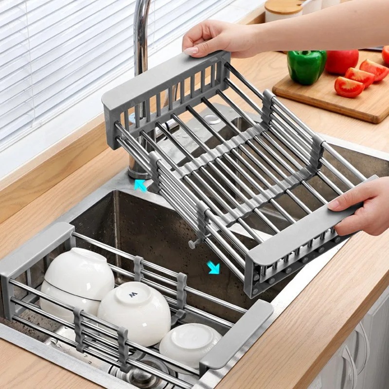 キッチン棚シンク格納式洗濯かご果物野菜容器排水トレイ乾燥ラック