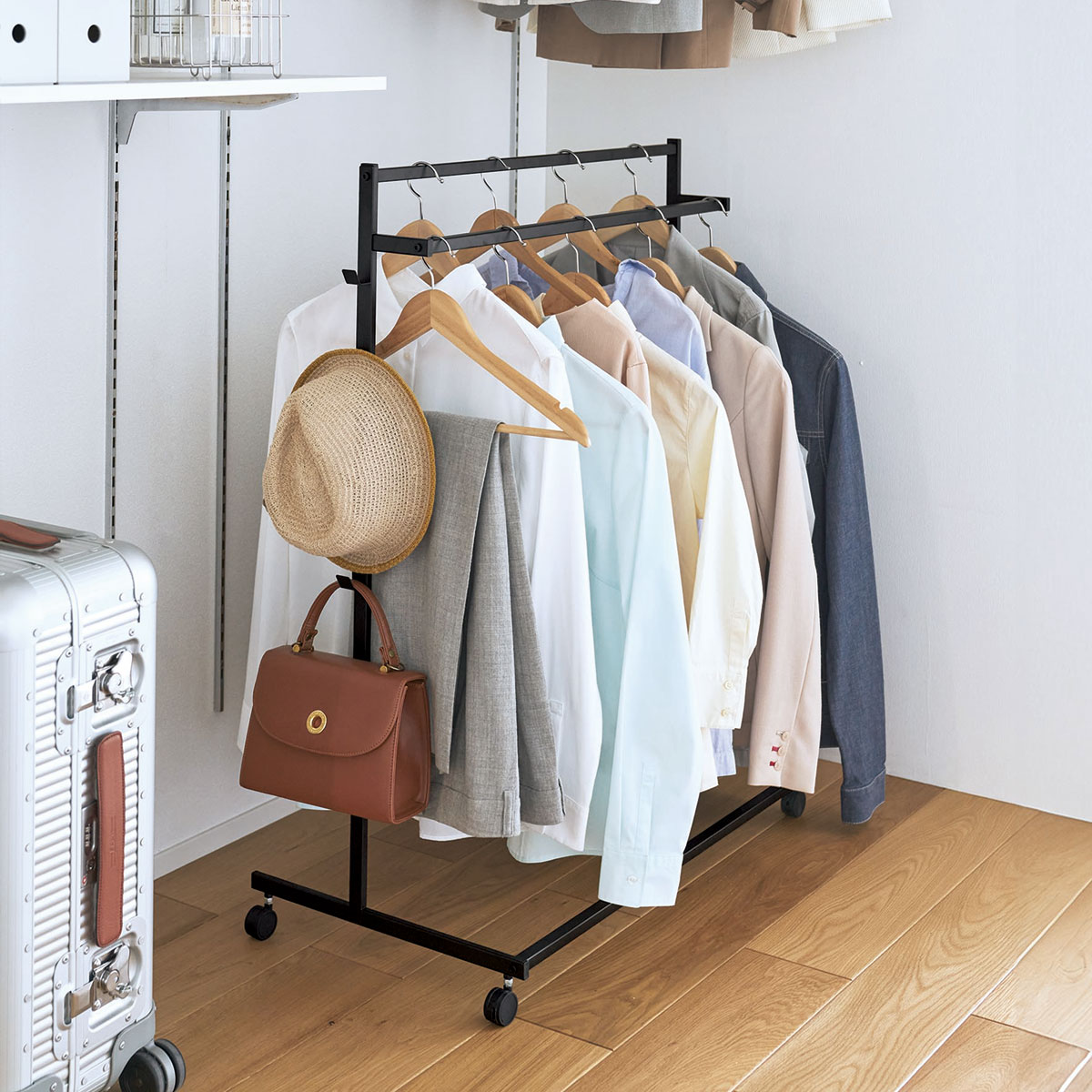 ハンガーラック 山崎実業 tower タワー 収納力アップハンガーラック 2段 1436 ブラック