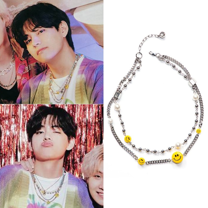 bts v着用 スマイル 真珠 ネックレス