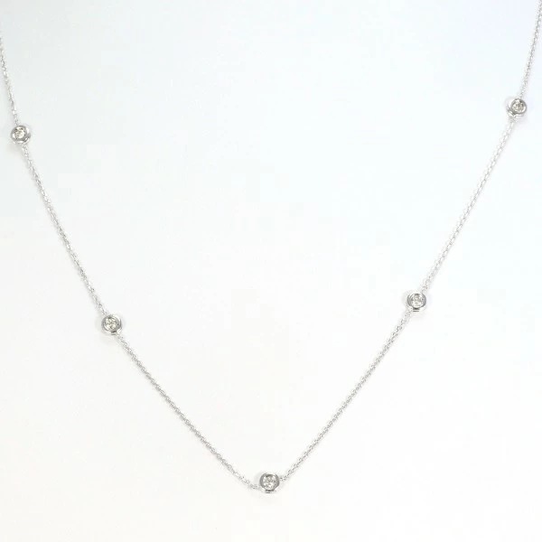K18 18金 WG ホワイトゴールド ネックレス ダイヤ 0.16 約45cm ジュエリー 中古