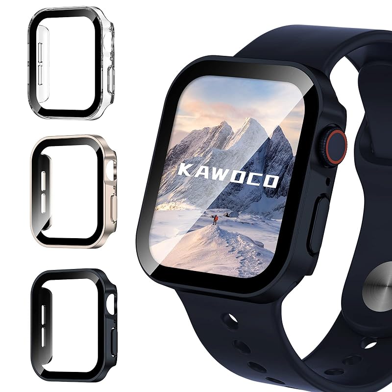 【3枚セット】Kawoco アップルウォッチ 防水 カバー 保護 iWatch 44mm SeriesSE SeriesSE2 Series6 Series5 Series4 直角エッデザイン app