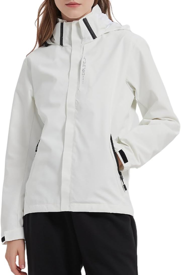 アウトドアジャケット レディース マウンテンパーカー 登山 釣り キャンプ 防風 撥水( ホワイト, M)