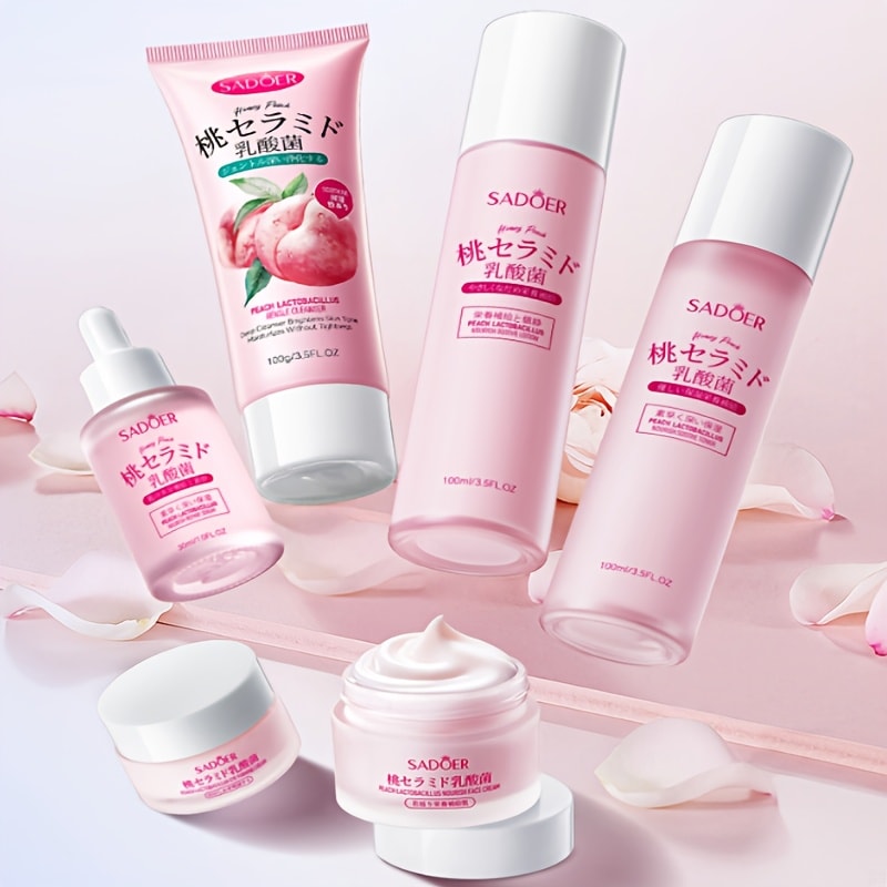 6个セットsadoerピーチ乳酸菌保湿セット保湿スキンケアセットさわやかな保湿栄养と辉き明けるい肌,肌を润しています,クリア,スムーズ,バレスターインデー,ギフト