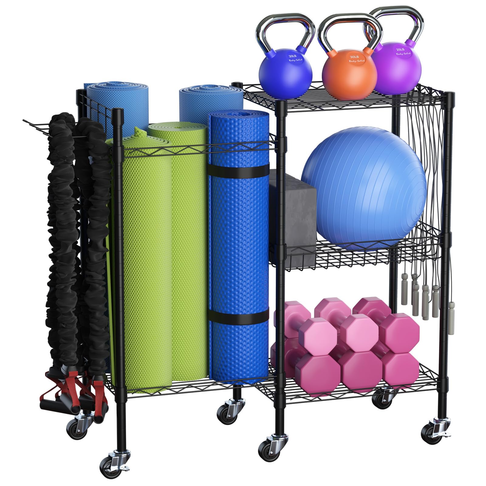 ホームジム収納ラック ヨガマット収納ラック ホームジム設備収納オーガナイザー ヨガマットホルダー ヨガマットフォームローラーダンベル ケトルベル レジスタンスバンド ジムアクセサリー レディース メン