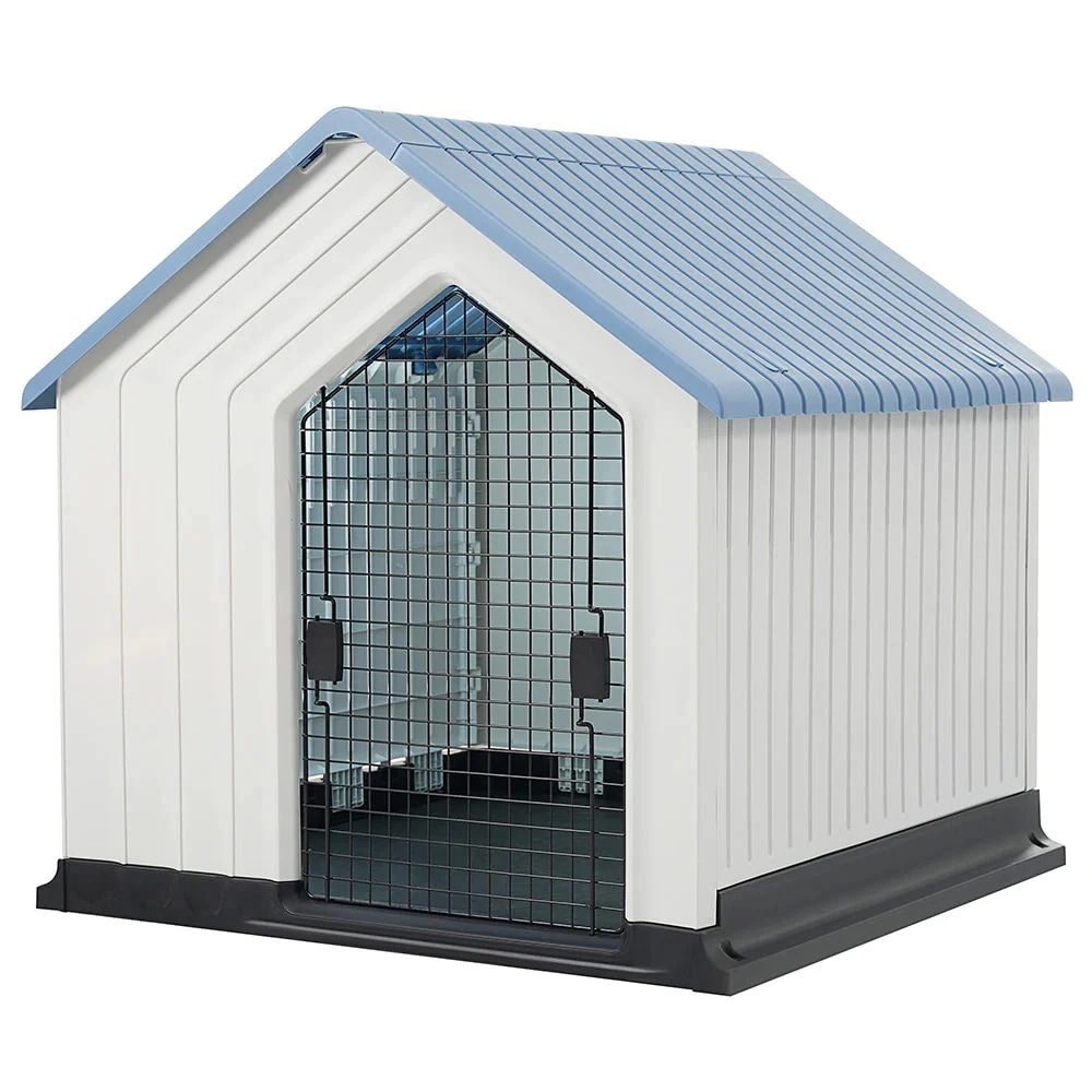 【国内即日発送】犬小屋 ドア付き ペットハウス ペットケージ プラスチック製 犬 室内犬 室外 ペットゲージ オシャレ ボブハウス ペットハウス ペットサークル L ブルー