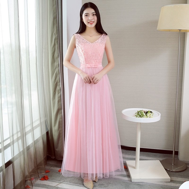 1963.シースルーレースフリルドレス（ピンクVネック）2019 春夏 sale 春夏 sale ワンピース フレア エレガント お呼ばれ パーティー 結婚式 披露宴 女子会 レストラン デート