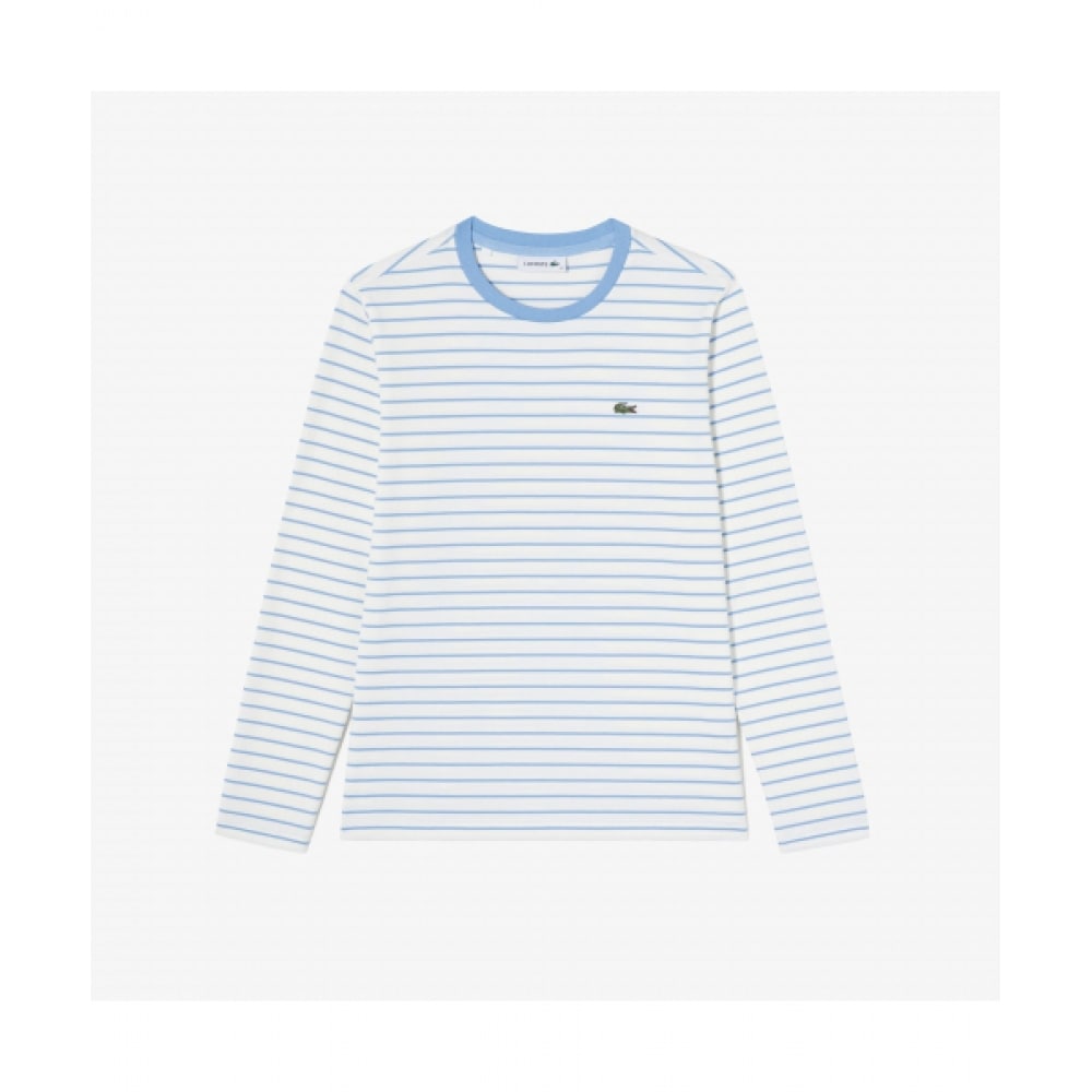 LACOSTE レディース ストライプ 長袖 Tシャツ [スカイブルー]