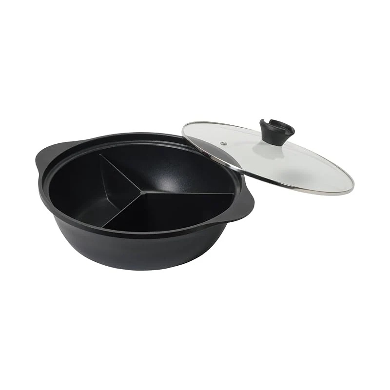 【即納】パール金属 鍋 三食鍋 28cm IH対応 ふっ素加工 ガラス蓋付 火鍋 韓味家 HC-87