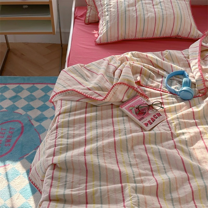 麗夢カラフル夏綿 洗い綿 夏冷キルト 4点セット 大豆繊維綿 エアコンキルト 洗濯機洗い可能