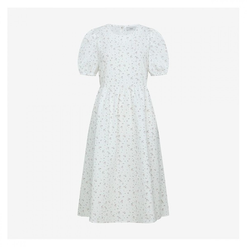 [ヴィッキー] シーサッカーフラワーパフスリーブロングワンピース（TOAD2541）