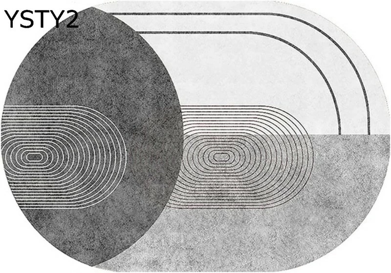 楕円 カーペット 120cm×160cm ラグマット 楕円形 ラグカーペット 楕円ラグカーペット 楕円絨毯 北欧ラグマット 幾何学柄 軽量 洗える 滑り止め 防音 おしゃれ シンプル モダン 春夏秋