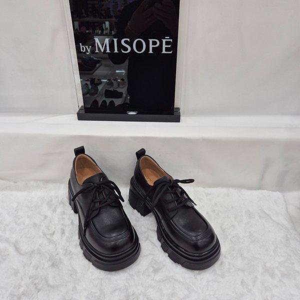 By 女性 ベーシック チャンキーソール ダービーシューズ 112HT439FY011 BLACK 4 JJ