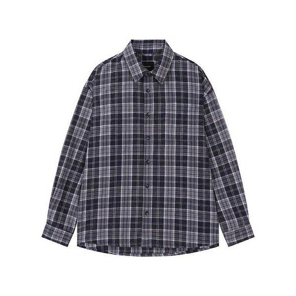 [] 男性) コットンブリーチウォッシングチェックワンポケットシャツ (B252SH344P1) (P003792903)