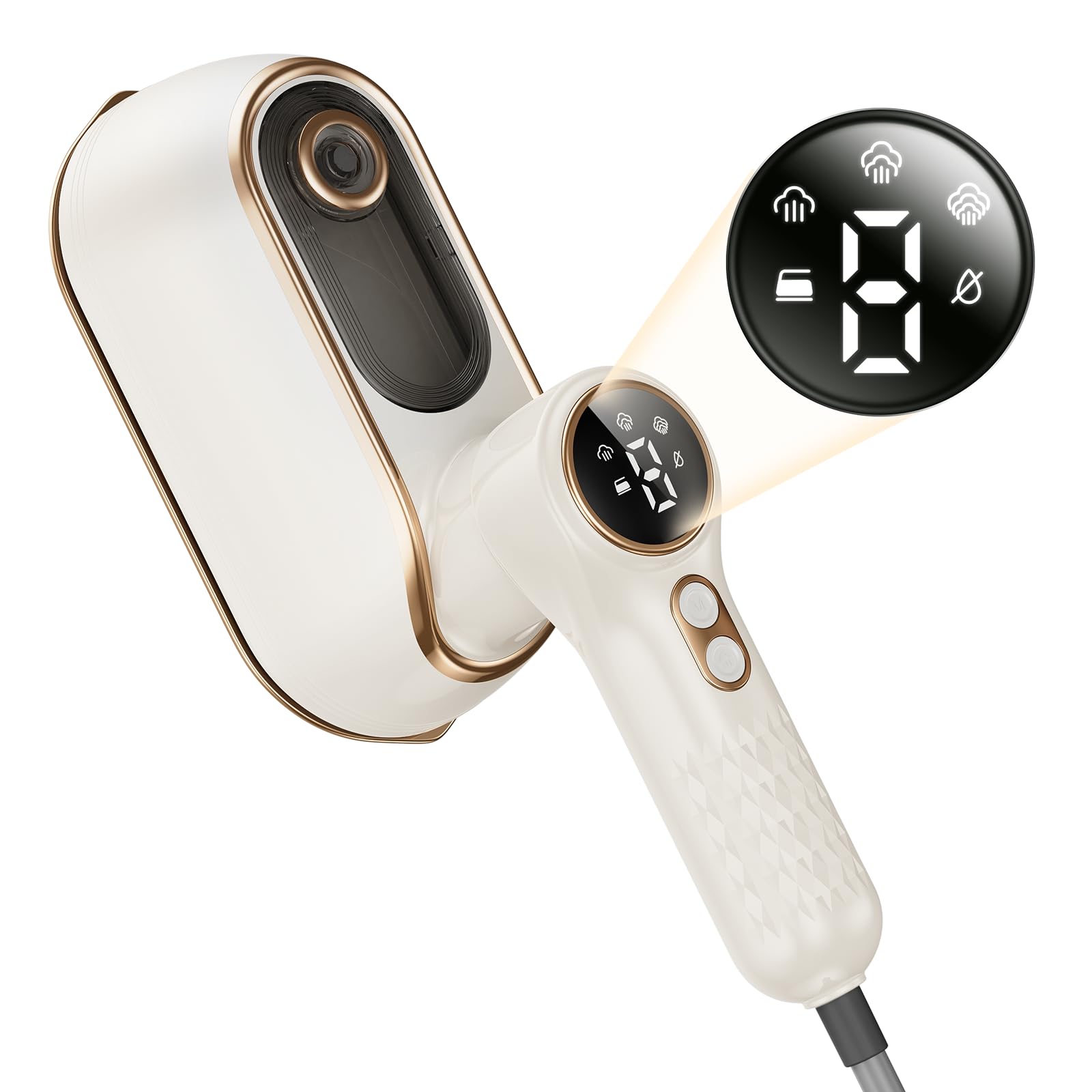 アイロン スチームアイロン シワ伸ばし 衣類スチーマー 【3段階スチーム量調節 折畳み式 小型 LEDディスプレイ】 150℃高温 除菌 脱臭 ハンディアイロン 10秒立ち上がり アイロン スチーム