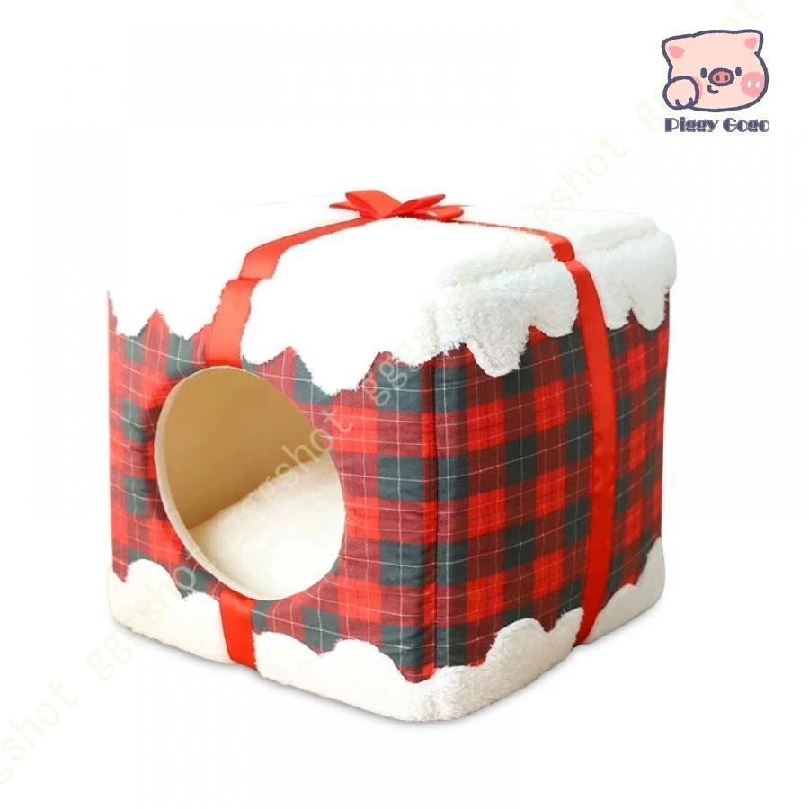 即納 猫ハウス 暖かい ペットハウス 犬ベッド 犬用 ハウス クリスマス ケーキ型 ペットベッド 猫 ベッド 猫用 ハウス 犬猫用 小型犬 ふわふわ クッション付き