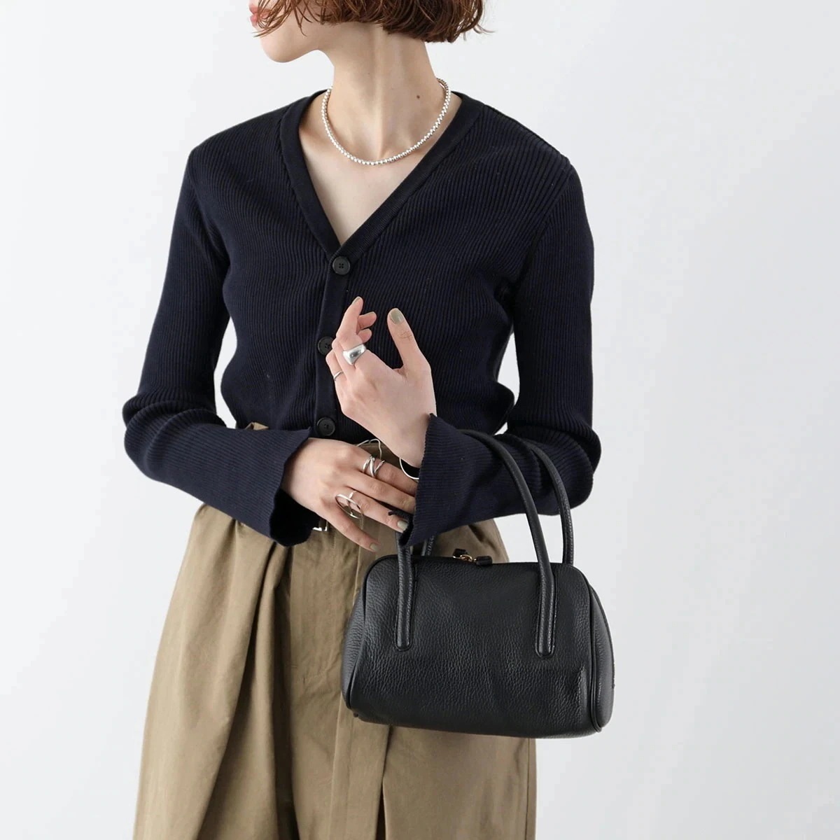 AULENTTI オウレンティ ハンドバッグ FB 89010 DO レディース レザー ボストンバッグ ミニボストン 鞄 NERO/BLACK 【mega】