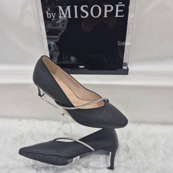 By 女性 パール ストラップ パンプス 112HT431SZ005 BLACK 3 JJ