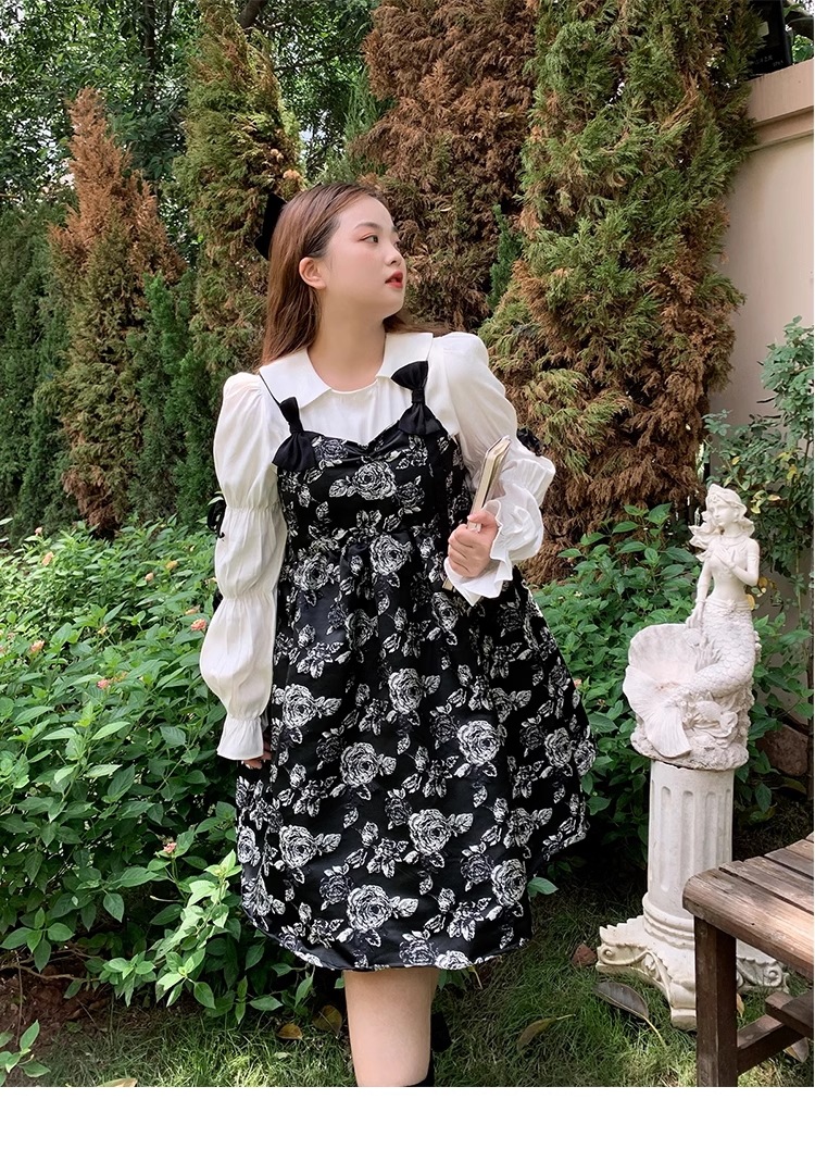 ノースリーブ 蝶結び サスペンダー スカート 大きいサイズ ワンピース 秋 個性的 ワンピース ミニ ミニ丈 ショート ショート丈 袖あり 長袖 襟付き かわいい 大人可愛い きれいめ おしゃれ