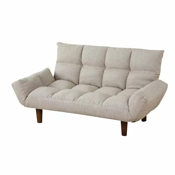 東谷 マイナ 折りたたみカウチソファ W115D55-67H59/50SH26/20 ベージュ/ブラウン